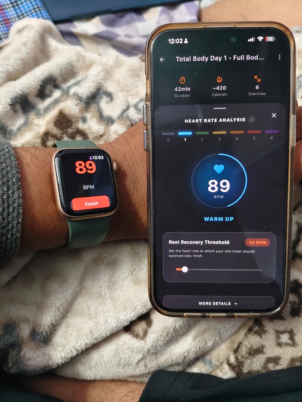 Heart rate monitoring on smartwatch